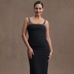 Sachin & Babi Sam Square-Neck Side-Slit Column Gown